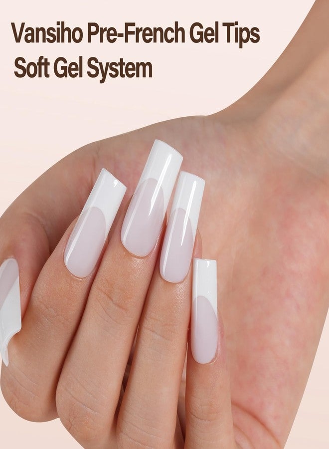 VANSIHO 150Pcs French Gel Nails, Vansiho White French Tip Press on Nails, Milky White Long Square Soft Gel Nail Tips, Acrylic Fake Nails for Nail Art DIY 15 Sizes - Image 2